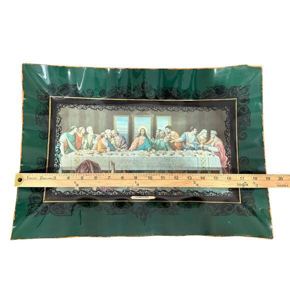 The Last Supper Large Serving Tray Wall Hanging 19x13" MCM La Santa Cena Vintage - Picture 8 of 9